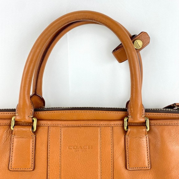 Coach Heritage Leather Briefcase British Tan Brown Sleek, Detachable Strap, Fine - Picture 6 of 13